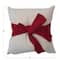 Hello Honey® Cream & Red Hand-Woven Cotton Slub Pillow with Bow